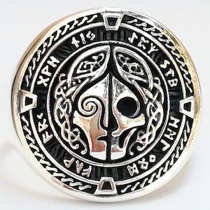 Hel - Dea della Morte Mitologia Norrena Anello 3D Fatto a Mano in Argento Sterling 925