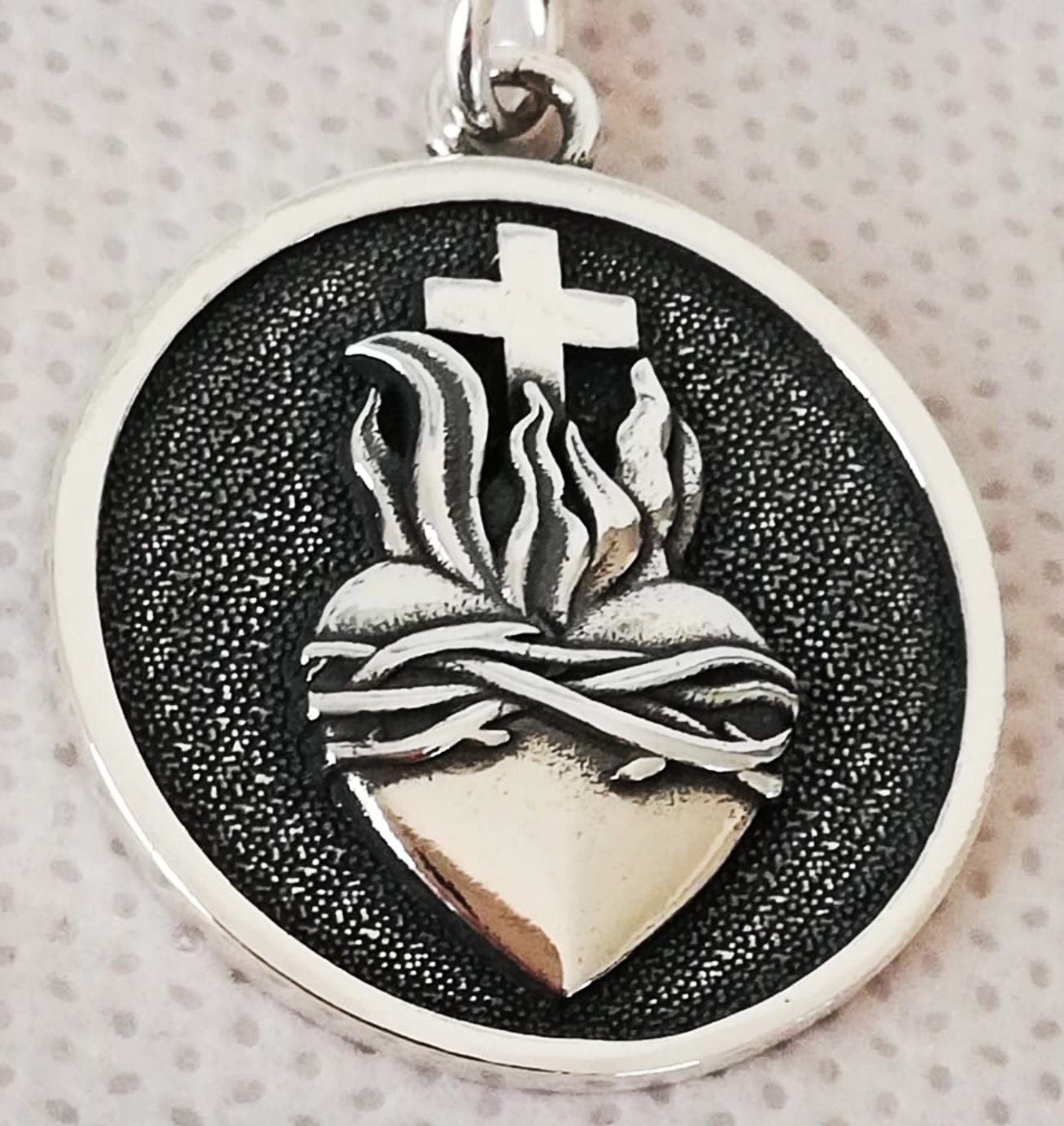 Sacred Heart of Jesus Handmade 3D Pendant Solid Sterling Silver 925 - Etsy