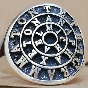 Solomon Seal Tetragrammaton Kabbalah Amulet Handmade 3D Ring Solid Sterling Silver 925