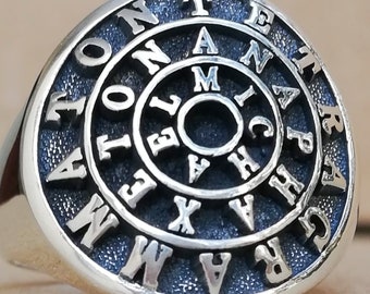 Solomon Seal Tetragrammaton Kabbalah Amulet Handmade 3D Ring Solid Sterling Silver 925