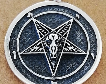 Church of Satan Sigil of Baphomet Lucifer Handmade 3D Pendant Solid Sterling Silver 925