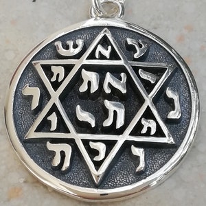 2nd Second Pentacle of Jupiter Seals of Solomon Kabbalah Amulet Handmade 3D Pendant Solid Sterling Silver 925
