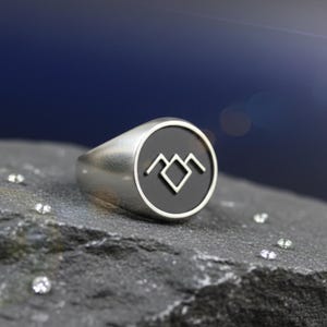 Bague faite main en argent sterling 925 avec chouette lodge noire Twin Peaks