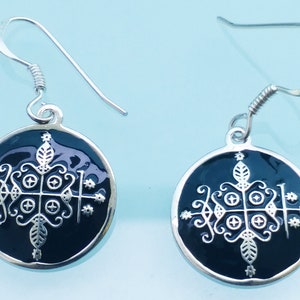 Papa Legba Veve The Guardian of the Crossroads Sterling Silver 925 Earrings
