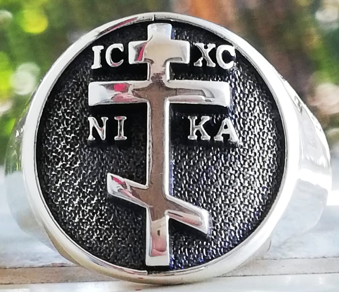 Orthodox Christian IC XC NIKA Ring – Byzantine Cross Design