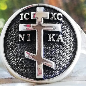 Orthodox Christian IC XC NIKA Ring – Byzantine Cross Design – Religious Greek Cross Jewelry Handmade 3D Ring Solid Sterling Silver 925
