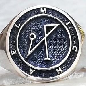 Solid Sterling Silver 925 Archangel Michael Sigil &quot;who is like God?&quot; , Protector Handmade 3D Ring