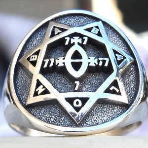 Seal of The Argentum Astrum Thelema Aleister Babalon Handmade 3D Ring Sterling Silver 925