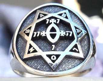 Seal of The Argentum Astrum Thelema Aleister Babalon Handmade 3D Ring Sterling Silver 925