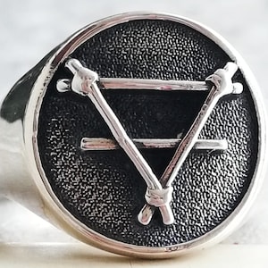 Vier Elemente Erde Luft Feuer Wasser Element Amulett Talisman handgemachter 3D Ring aus massivem Sterling Silber 925
