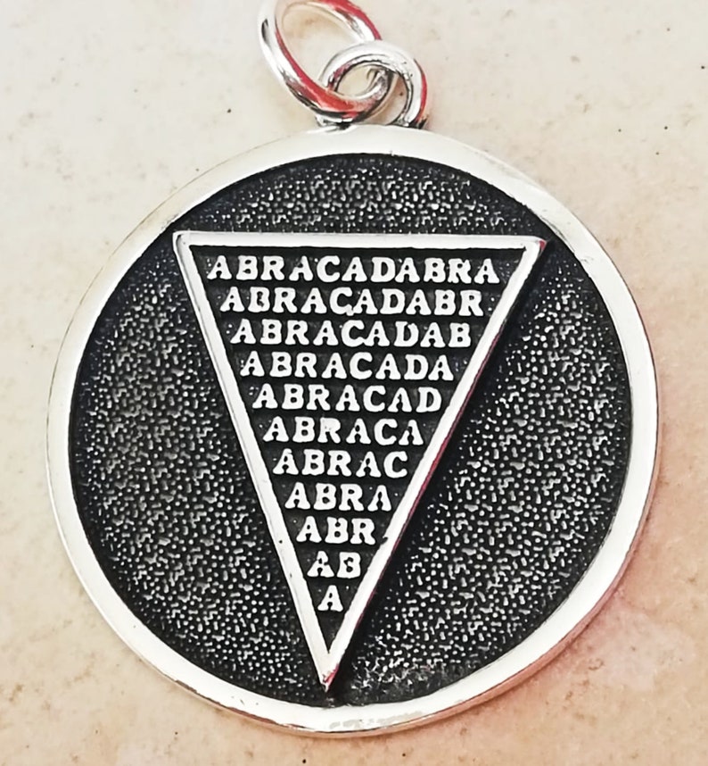 Abracadabra Abraxas Cabalistic, Magic Occult Esoteric Amulet Ancient Handmade 3D Pendant Solid Sterling Silver 925 image 5