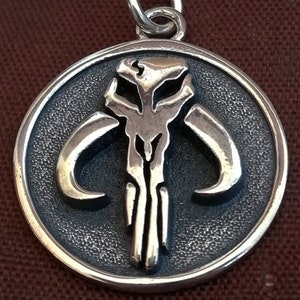 Mythosaur Skull Star Wars Mandalorian Symbol Handmade 3D Pendant Solid Sterling Silver 925