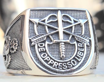 Old Style Special Forces Airborne Military Handmade Ring Sterling Silver 925