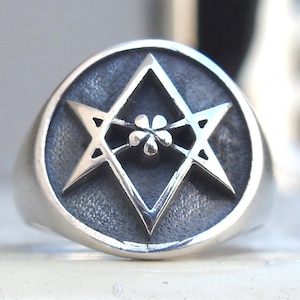 Unicursal hexagram Handmade 3D Ring Solid Sterling Silver 925
