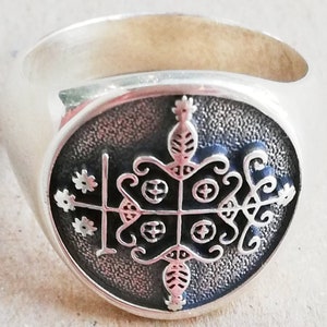 Papa Legba Veve the Guardian of the Crossroads Handmade 3D Ring Solid ...
