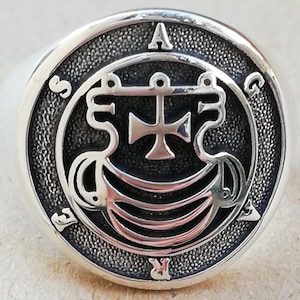 Duke Agares Lesser Key of Solomon Seal Kabbalah Amulet Handmade 3D Ring Solid Sterling Silver 925