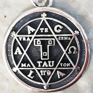 Goetia Esagramma Sigillo di Salomone Stella di David Ebraica Kabbalah Amuleto Ciondolo 3D Fatto a Mano Argento Sterling Massiccio 925