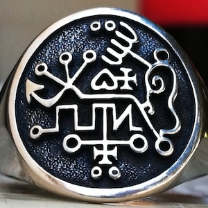 Solid Sterling Silver 925 Nine Kings of Solomon Demons Lesser Key of Solomon Seal Kabbalah Handmade 3D Ring