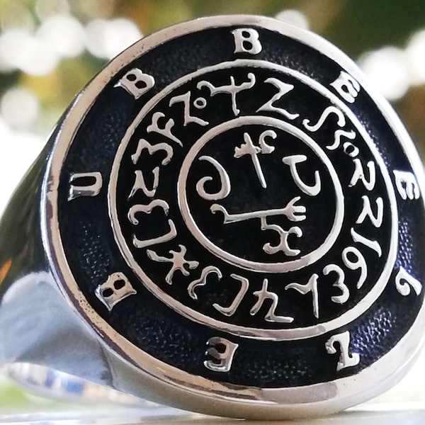 Seal of Beelzebub Handmade 3D Ring Solid Sterling Silver 925