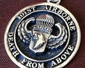 101st Airborne , Death From Above , Ranger Jump Wings , Parachute Badge Paratrooper Division Handmade 3D Pendant Solid Sterling Silver 925