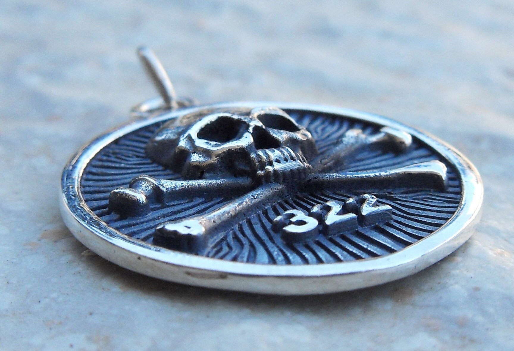 Yale Secret Society Skull and Bones Handmade 3D Pendant Solid 