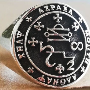 Seal Sigil of angel of death Azrael Handmade 3D Ring Solid Sterling Silver 925