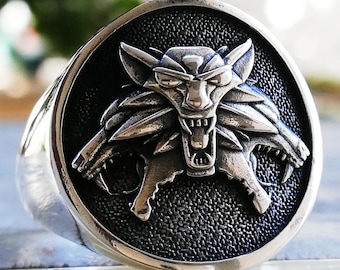 Cerberus El Perro del Infierno Leal a Satán Anillo de Tres Cabezas de Perro Hecho a Mano en 3D Plata de Ley Maciza 925