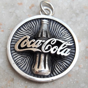 Coca Cola Bottle Handmade 3D Pendant Solid Sterling Silver 925