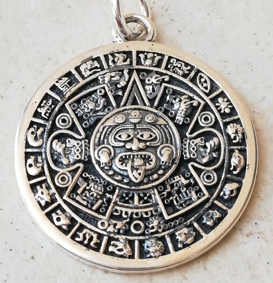 Aztec Calendar Stone Pectoral Medallion Antique, Aztec Sun God Tonatiuh ...