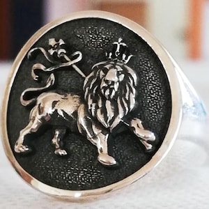 Lion Of Judah Jewish Tribe Handmade 3D Ring Solid Sterling Silver 925