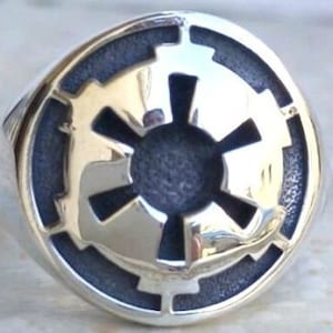 Star Wars Galactic Empire Imperial Crest Handmade 3D Ring Solid Sterling Silver 925