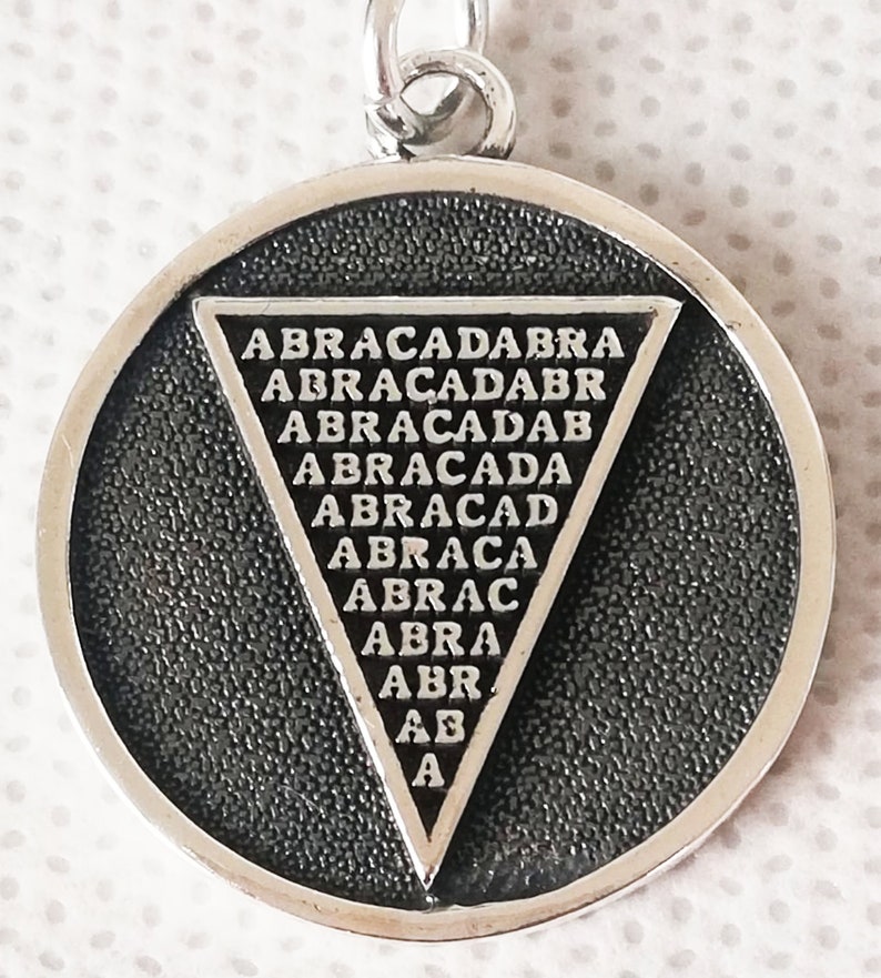 Abracadabra Abraxas Cabalistic, Magic Occult Esoteric Amulet Ancient Handmade 3D Pendant Solid Sterling Silver 925 image 7