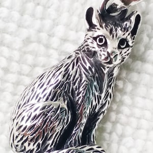 Sterling Silver 925 Cat , 3D kitten Gift for cat lovers. Three dimensions Pet Pendant