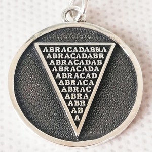 Abracadabra Abraxas Cabalistic, Magic Occult Esoteric Amulet Ancient Handmade 3D Pendant Solid Sterling Silver 925 image 1