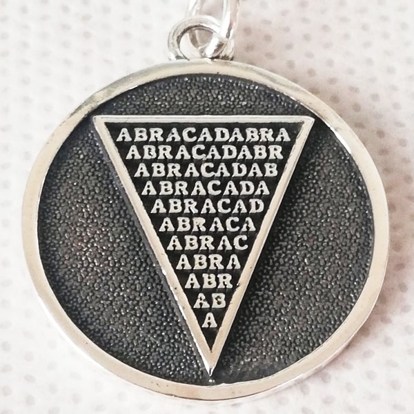 Abracadabra Abraxas Cabalistique, Magique Occulte Ésotérique Amulette Ancienne Main 3D Pendentif Solide Sterling Argent 925