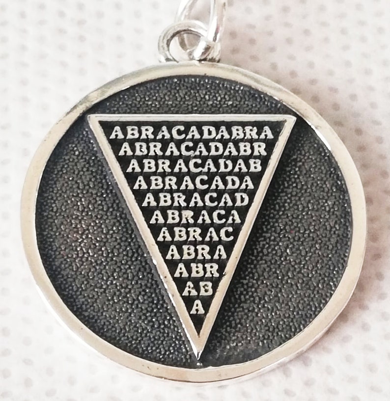 Abracadabra Abraxas Cabalistic, Magic Occult Esoteric Amulet Ancient Handmade 3D Pendant Solid Sterling Silver 925 image 1