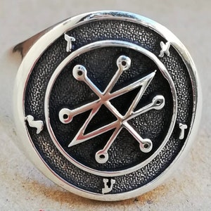Sigil of Azazel Lucifer Satan Seal Lesser Key Demon Seal Handmade 3D Ring Solid Sterling Silver 925