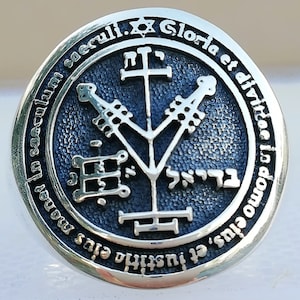 Fourth Pentacle of Jupiter Seals of Solomon Kabbalah Amulet Handmade 3D Ring Solid Sterling Silver 925