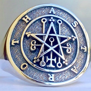 Seal of Astaroth Sigil demonic Lesser Key of Solomon Handmade 3D Ring Solid Sterling Silver 925