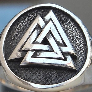 Valknut Vikings Scandinavian Norse Handmade 3D Ring Solid Sterling Silver 925