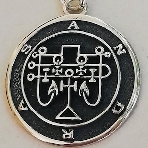 Seal Sigil of Andras Handmade 3D Pendant Solid Sterling Silver 925