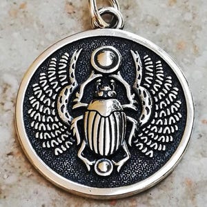 Scarab, Rhinoceros Beetle, Insect Handmade 3D Pendant Solid Sterling Silver 925