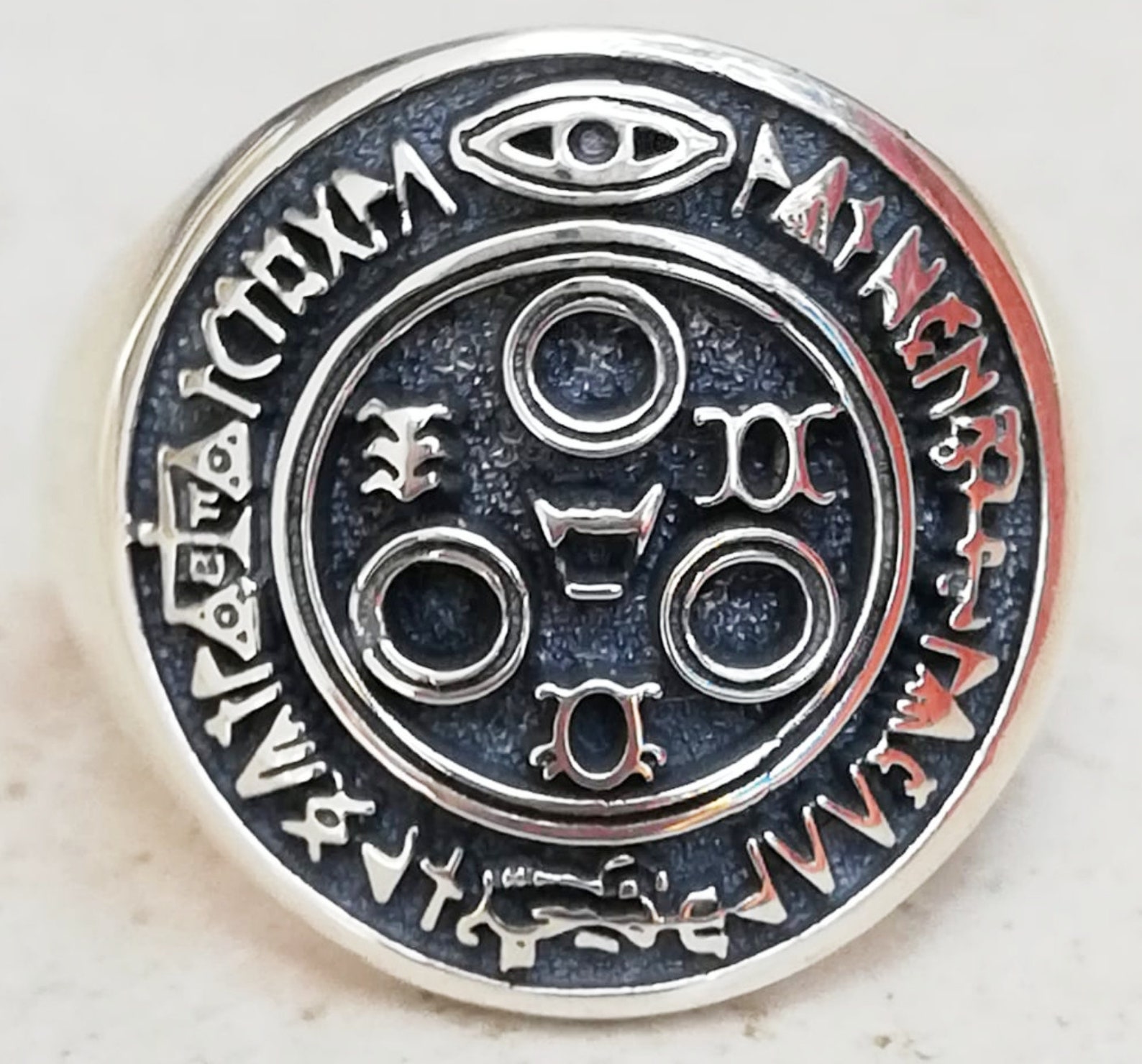 Silent Hill Halo of the Sun Seal of Metatron Handmade 3D Ring Solid