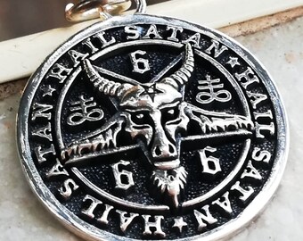 Baphomet Memento Mori Occult Illuminati Lucifer Satan Handmade 3D Pendant Solid Sterling Silver 925