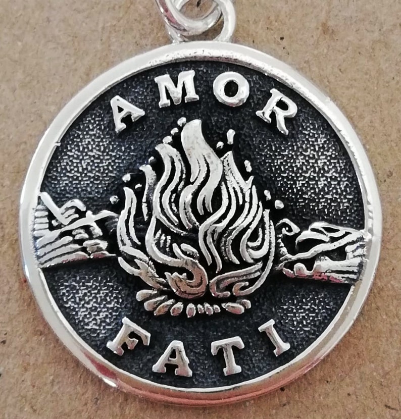 Love of fate Handmade 3D Pendant Solid Sterling Silver 925 Amor Fati
