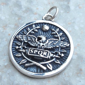 SPQR Roman Soldiers Legion Roman Empire Handmade 3D Pendant Solid Sterling Silver 925