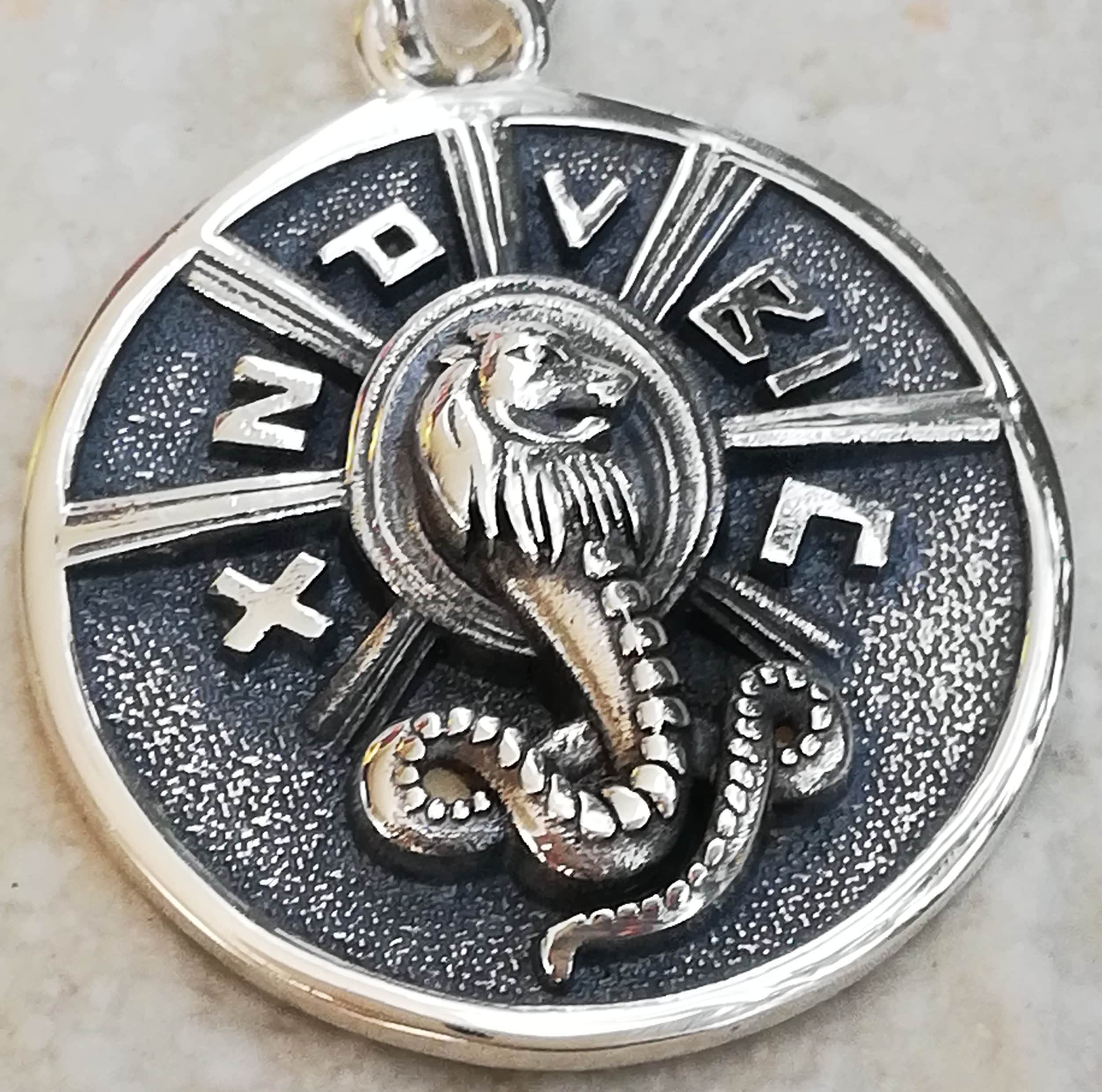 The Lion Headed Snake Chnoubis Abracadabra Handmade 3D Pendant