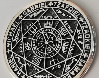 The Seal of the Seven Archangels Seals of Solomon Kabbalah Amulet Handmade 3D Pendant Solid Sterling Silver 925