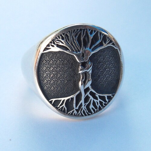Genesis In The Beginning Adam and Eve Bible Wooden kissing couple Love Handmade 3D Ring Solid Sterling shops Silver 925
