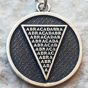 Abracadabra Abraxas Cabalistic, Magic Occult Esoteric Amulet Ancient Handmade 3D Pendant Solid Sterling Silver 925 image 2